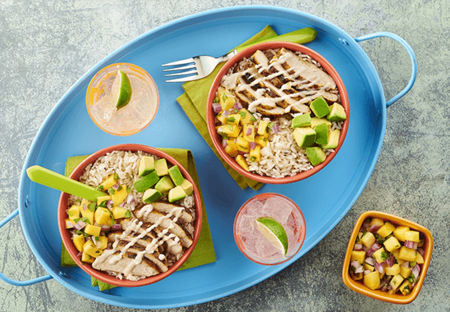 Mango Salsa Grilled Chicken Burrito Bowls
